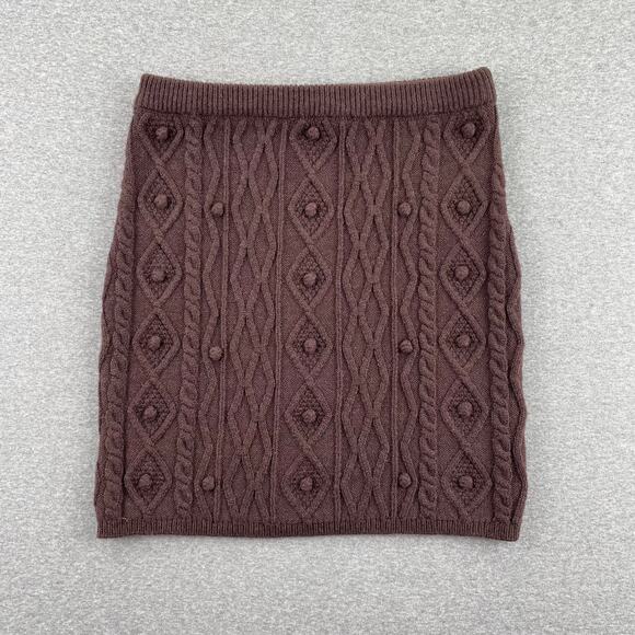ASTR The Label Argyle Knit Sweater Mini Skirt Size S Brown Coffee Pull-On Ribbed - Picture 1 of 9